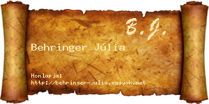 Behringer Júlia névjegykártya